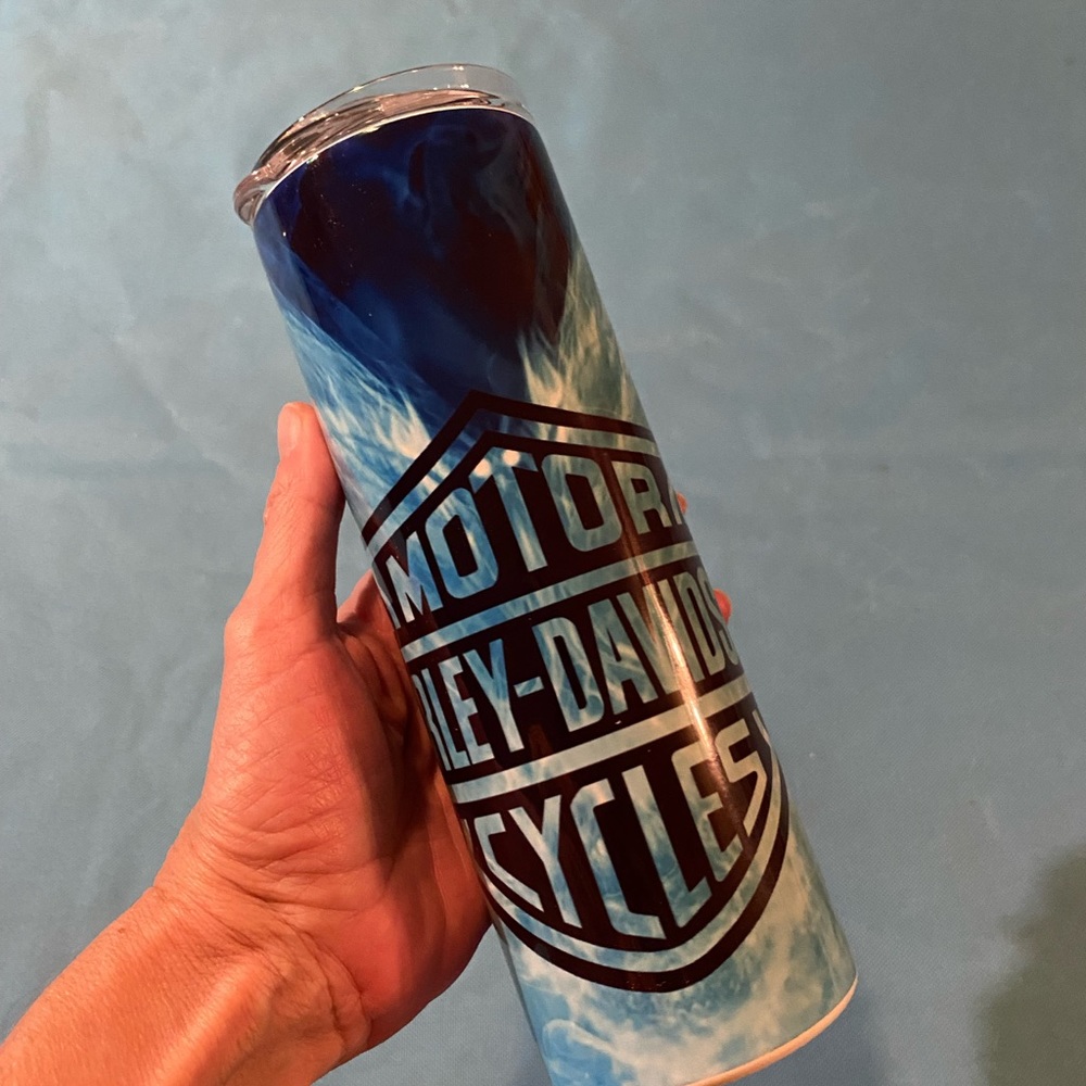 Harley Davidson Blue Sublimated Tumbler - Picture 1 of 5